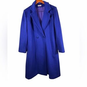 Vintage Pinpoint Fashions Royal Blue 100% Wool Overcoat medium worumbo